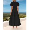 ZESICA Women’s Summer Casual Maxi Dress 2026 Puff Short Sleeve V Neck Ruffle Tiered Flowy Boho Beach Dresses(Black)