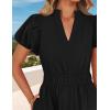 ZESICA Women’s Summer Casual Maxi Dress 2026 Puff Short Sleeve V Neck Ruffle Tiered Flowy Boho Beach Dresses(Black)