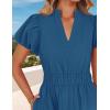 ZESICA Women’s Summer Casual Maxi Dress 2026 Puff Short Sleeve V Neck Ruffle Tiered Flowy Boho Beach Dresses(Darkblue)