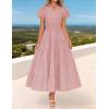 ZESICA Women’s Summer Casual Maxi Dress 2026 Puff Short Sleeve V Neck Ruffle Tiered Flowy Boho Beach Dresses(Dustypink)