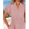 ZESICA Women’s Summer Casual Maxi Dress 2026 Puff Short Sleeve V Neck Ruffle Tiered Flowy Boho Beach Dresses(Dustypink)