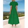 ZESICA Women’s Summer Casual Maxi Dress 2026 Puff Short Sleeve V Neck Ruffle Tiered Flowy Boho Beach Dresses(Green)