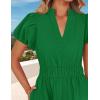 ZESICA Women’s Summer Casual Maxi Dress 2026 Puff Short Sleeve V Neck Ruffle Tiered Flowy Boho Beach Dresses(Green)