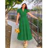 ZESICA Women’s Summer Casual Maxi Dress 2026 Puff Short Sleeve V Neck Ruffle Tiered Flowy Boho Beach Dresses(Green)
