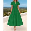 ZESICA Women’s Summer Casual Maxi Dress 2026 Puff Short Sleeve V Neck Ruffle Tiered Flowy Boho Beach Dresses(Green)
