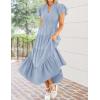 ZESICA Women’s Summer Casual Maxi Dress 2026 Puff Short Sleeve V Neck Ruffle Tiered Flowy Boho Beach Dresses(Lightblue)