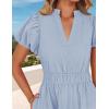 ZESICA Women’s Summer Casual Maxi Dress 2026 Puff Short Sleeve V Neck Ruffle Tiered Flowy Boho Beach Dresses(Lightblue)