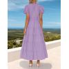ZESICA Women’s Summer Casual Maxi Dress 2026 Puff Short Sleeve V Neck Ruffle Tiered Flowy Boho Beach Dresses(Lilac)