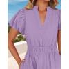 ZESICA Women’s Summer Casual Maxi Dress 2026 Puff Short Sleeve V Neck Ruffle Tiered Flowy Boho Beach Dresses(Lilac)