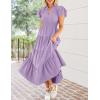 ZESICA Women’s Summer Casual Maxi Dress 2026 Puff Short Sleeve V Neck Ruffle Tiered Flowy Boho Beach Dresses(Lilac)