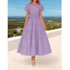 ZESICA Women’s Summer Casual Maxi Dress 2026 Puff Short Sleeve V Neck Ruffle Tiered Flowy Boho Beach Dresses(Lilac)