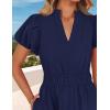ZESICA Women’s Summer Casual Maxi Dress 2026 Puff Short Sleeve V Neck Ruffle Tiered Flowy Boho Beach Dresses(Navy)