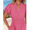 ZESICA Women’s Summer Casual Maxi Dress 2026 Puff Short Sleeve V Neck Ruffle Tiered Flowy Boho Beach Dresses(Rose)