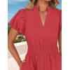 ZESICA Women’s Summer Casual Maxi Dress 2026 Puff Short Sleeve V Neck Ruffle Tiered Flowy Boho Beach Dresses(Watermelon)
