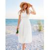 ZESICA Women’s Summer Casual Maxi Dress 2026 Puff Short Sleeve V Neck Ruffle Tiered Flowy Boho Beach Dresses(White)