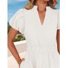 ZESICA Women’s Summer Casual Maxi Dress 2026 Puff Short Sleeve V Neck Ruffle Tiered Flowy Boho Beach Dresses(White)