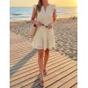 ZESICA Women’s Summer Flutter Short Sleeve Mini Dress 2026 V Neck Hollow Out Eyelet A Line Swing Beach Short Sundress(Apricot)