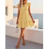 ZESICA Women’s Summer Flutter Short Sleeve Mini Dress 2026 V Neck Hollow Out Eyelet A Line Swing Beach Short Sundress(Lightyellow)