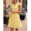 ZESICA Women’s Summer Flutter Short Sleeve Mini Dress 2026 V Neck Hollow Out Eyelet A Line Swing Beach Short Sundress(Lightyellow)