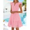 ZESICA Women’s Summer Flutter Short Sleeve Mini Dress 2026 V Neck Hollow Out Eyelet A Line Swing Beach Short Sundress(Pink)