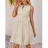 ZESICA Women’s Summer Sleeveless Mini Dress V Neck Hollow Out Eyelet Flowy A Line Beach Vacation Party Short Dresses(Apricot)