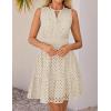 ZESICA Women’s Summer Sleeveless Mini Dress V Neck Hollow Out Eyelet Flowy A Line Beach Vacation Party Short Dresses(Apricot)