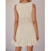 ZESICA Women’s Summer Sleeveless Mini Dress V Neck Hollow Out Eyelet Flowy A Line Beach Vacation Party Short Dresses(Apricot)