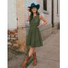 ZESICA Women’s Summer Sleeveless Mini Dress V Neck Hollow Out Eyelet Flowy A Line Beach Vacation Party Short Dresses(Armygreen)
