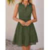 ZESICA Women’s Summer Sleeveless Mini Dress V Neck Hollow Out Eyelet Flowy A Line Beach Vacation Party Short Dresses(Armygreen)