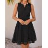 ZESICA Women’s Summer Sleeveless Mini Dress V Neck Hollow Out Eyelet Flowy A Line Beach Vacation Party Short Dresses(Black)