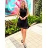 ZESICA Women’s Summer Sleeveless Mini Dress V Neck Hollow Out Eyelet Flowy A Line Beach Vacation Party Short Dresses(Black)