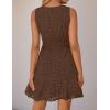 ZESICA Women’s Summer Sleeveless Mini Dress V Neck Hollow Out Eyelet Flowy A Line Beach Vacation Party Short Dresses(Coffee)