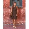 ZESICA Women’s Summer Sleeveless Mini Dress V Neck Hollow Out Eyelet Flowy A Line Beach Vacation Party Short Dresses(Coffee)