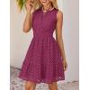 ZESICA Women’s Summer Sleeveless Mini Dress V Neck Hollow Out Eyelet Flowy A Line Beach Vacation Party Short Dresses(Fuchsia)