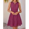 ZESICA Women’s Summer Sleeveless Mini Dress V Neck Hollow Out Eyelet Flowy A Line Beach Vacation Party Short Dresses(Fuchsia)
