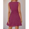 ZESICA Women’s Summer Sleeveless Mini Dress V Neck Hollow Out Eyelet Flowy A Line Beach Vacation Party Short Dresses(Fuchsia)