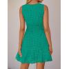 ZESICA Women’s Summer Sleeveless Mini Dress V Neck Hollow Out Eyelet Flowy A Line Beach Vacation Party Short Dresses(Green)