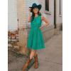 ZESICA Women’s Summer Sleeveless Mini Dress V Neck Hollow Out Eyelet Flowy A Line Beach Vacation Party Short Dresses(Green)