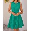 ZESICA Women’s Summer Sleeveless Mini Dress V Neck Hollow Out Eyelet Flowy A Line Beach Vacation Party Short Dresses(Green)