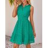 ZESICA Women’s Summer Sleeveless Mini Dress V Neck Hollow Out Eyelet Flowy A Line Beach Vacation Party Short Dresses(Green)