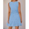 ZESICA Women’s Summer Sleeveless Mini Dress V Neck Hollow Out Eyelet Flowy A Line Beach Vacation Party Short Dresses(Lightblue)