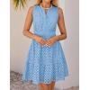 ZESICA Women’s Summer Sleeveless Mini Dress V Neck Hollow Out Eyelet Flowy A Line Beach Vacation Party Short Dresses(Lightblue)