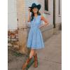 ZESICA Women’s Summer Sleeveless Mini Dress V Neck Hollow Out Eyelet Flowy A Line Beach Vacation Party Short Dresses(Lightblue)