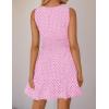 ZESICA Women’s Summer Sleeveless Mini Dress V Neck Hollow Out Eyelet Flowy A Line Beach Vacation Party Short Dresses(Pink)