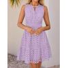 ZESICA Women’s Summer Sleeveless Mini Dress V Neck Hollow Out Eyelet Flowy A Line Beach Vacation Party Short Dresses(Purple)