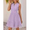 ZESICA Women’s Summer Sleeveless Mini Dress V Neck Hollow Out Eyelet Flowy A Line Beach Vacation Party Short Dresses(Purple)