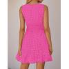 ZESICA Women’s Summer Sleeveless Mini Dress V Neck Hollow Out Eyelet Flowy A Line Beach Vacation Party Short Dresses(Rose)
