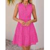 ZESICA Women’s Summer Sleeveless Mini Dress V Neck Hollow Out Eyelet Flowy A Line Beach Vacation Party Short Dresses(Rose)