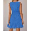 ZESICA Women’s Summer Sleeveless Mini Dress V Neck Hollow Out Eyelet Flowy A Line Beach Vacation Party Short Dresses(Royal Blue)