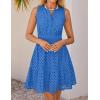 ZESICA Women’s Summer Sleeveless Mini Dress V Neck Hollow Out Eyelet Flowy A Line Beach Vacation Party Short Dresses(Royal Blue)